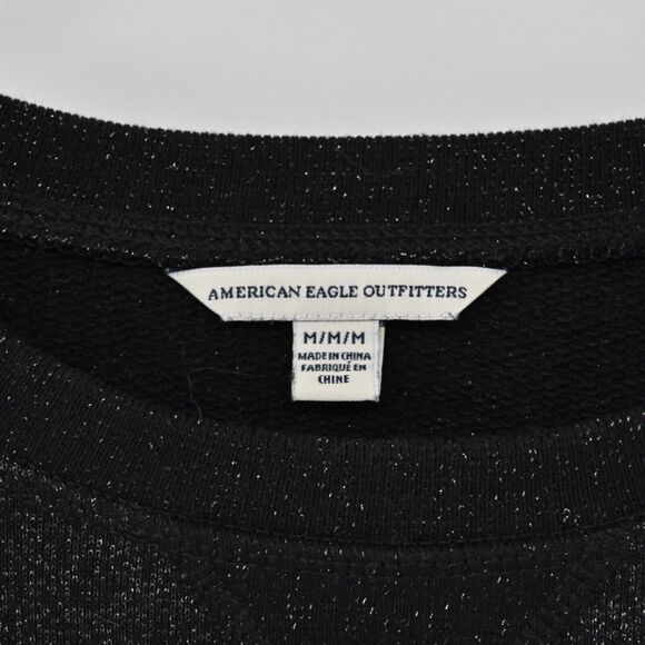 AMERICAN EAGLE Sweater Womens Size M Black Shimmer Cotton Blend Sweatshirt Style - Picture 7 of 12